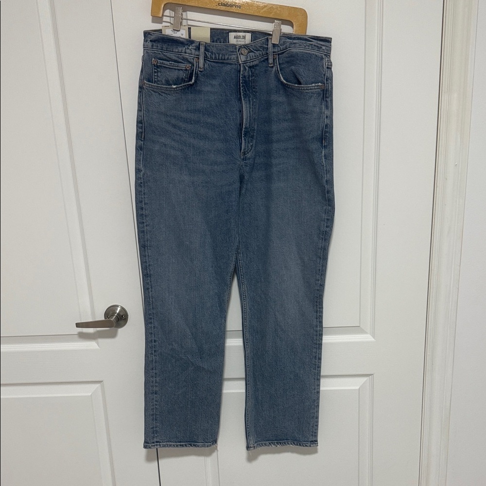 AGOLDE High-Rise Stovepipe Jeans Helm 32” - Picture 3 of 6